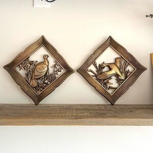 Set of 4 Gold framed pheasant wall art Syrocco